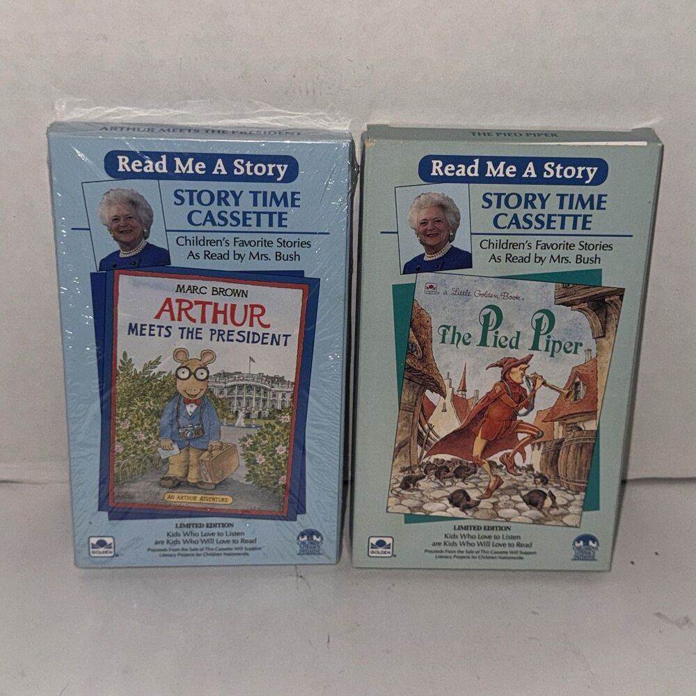 Barbara Bush Read Me A Story Cassette Lot Arthur Meets President & Pied Piper